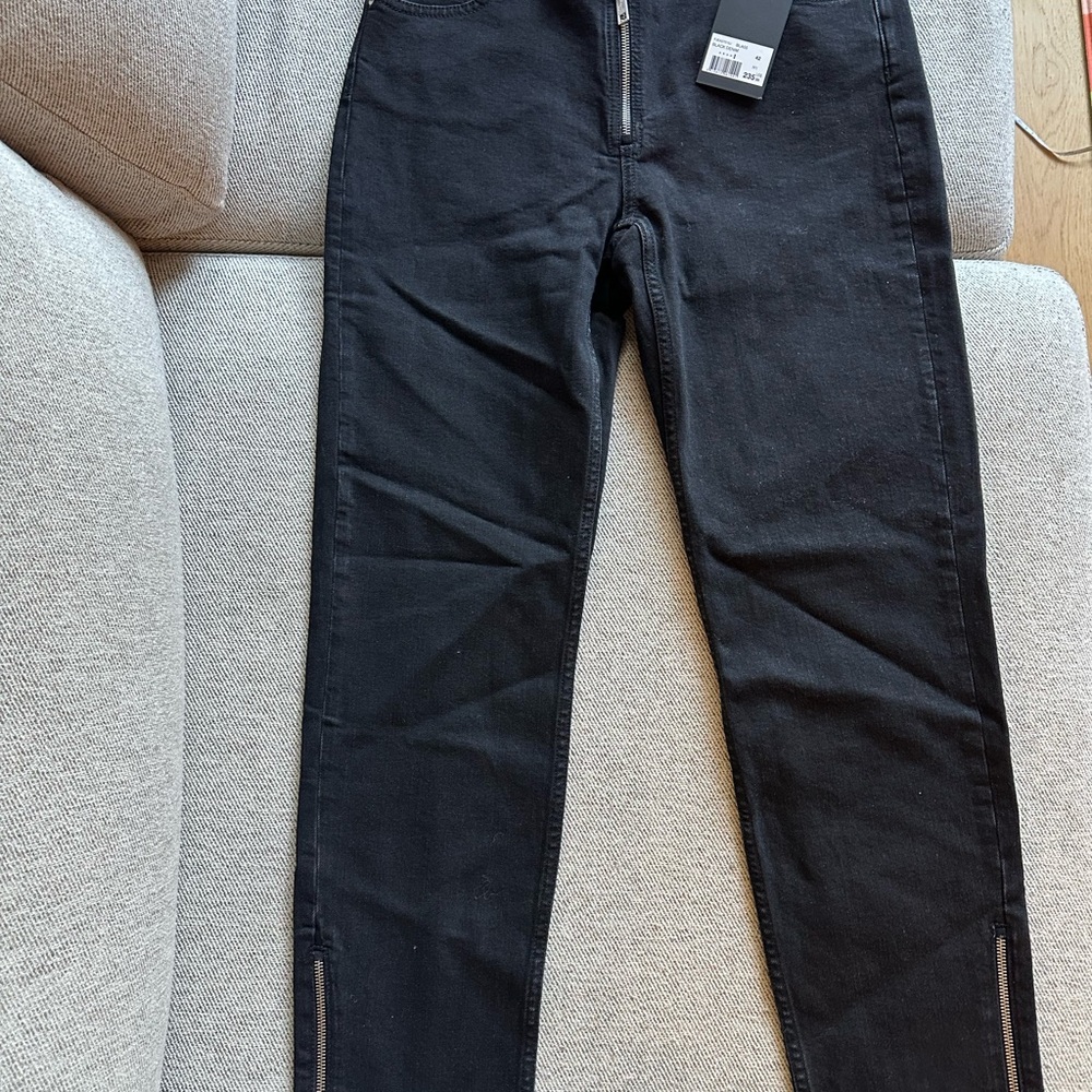 NWT- The Kooples Black Denim Jeans with Silver Zipper details